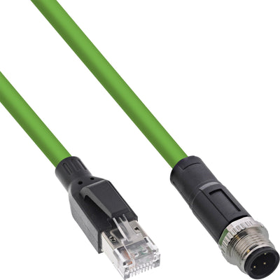 Inline® Industrial Network Cable M12 4-PIN D-coded Male Plug a RJ45, Pur 1M — image 1