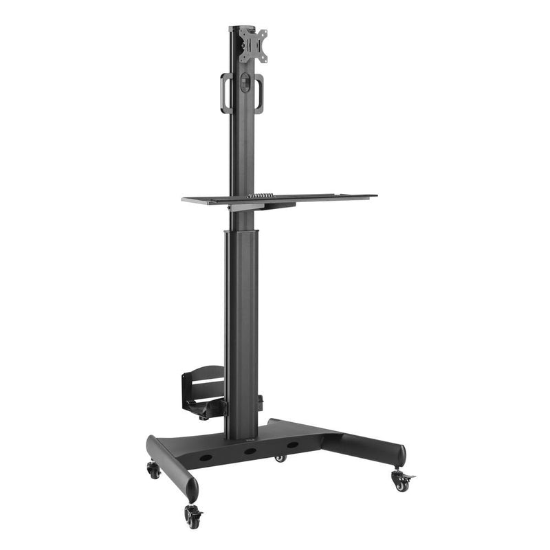 Mobile Workstation For a Single Monitor With CPU Mount, Keyboard And Mouse Tray