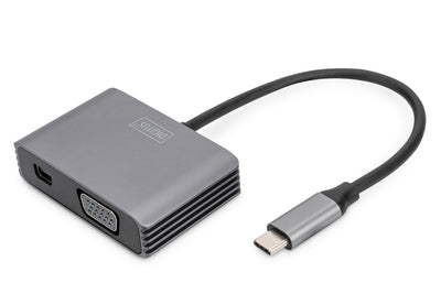 Digitus USB-C Mini DP + VGA Adapter Usb-c-minidp, VGA 4K/30HZ Silver — image 1