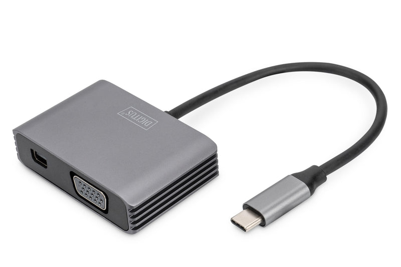 Digitus USB-C Mini DP + VGA Adapter Usb-c-minidp, VGA 4K/30HZ Silver