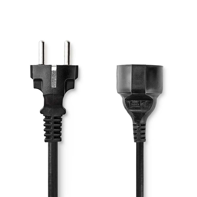 Nedis Cable Power Connector Schuko Schutzkontaktsbuchse Gerade Vernickelt 5.00M Round Pvc Black Labe