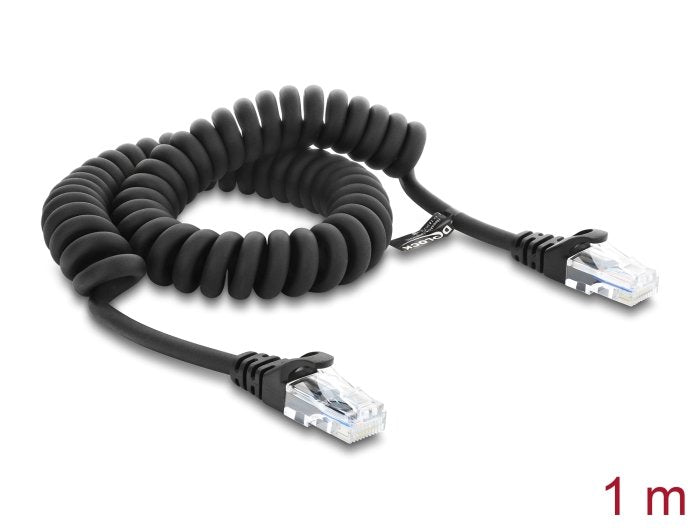 Delock RJ50 Cable Espiral Connector Male Connector Male 1M Black