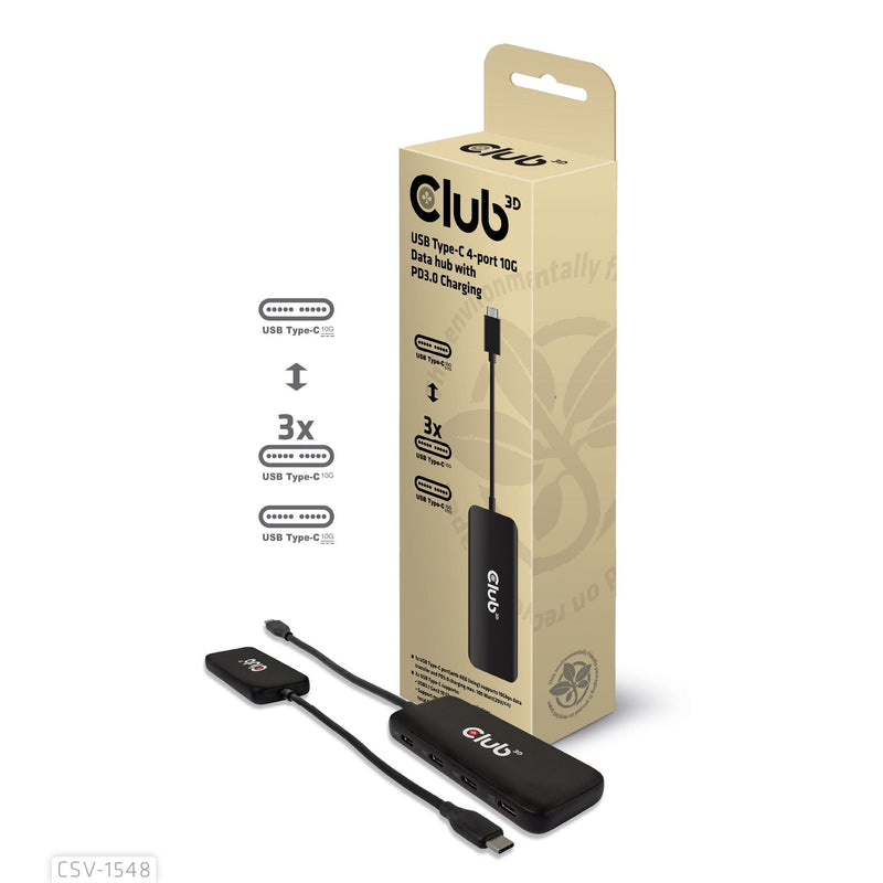 CLUB3D USB Hub Typ C 4x USB Typ C 10Gbps + 100W Pd M H Retail