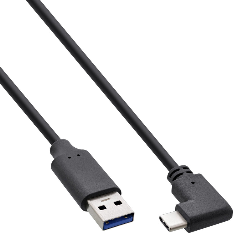 Inline Cable USB 3.2, USB Type-c Male Ángulo a Male a, Black 2M