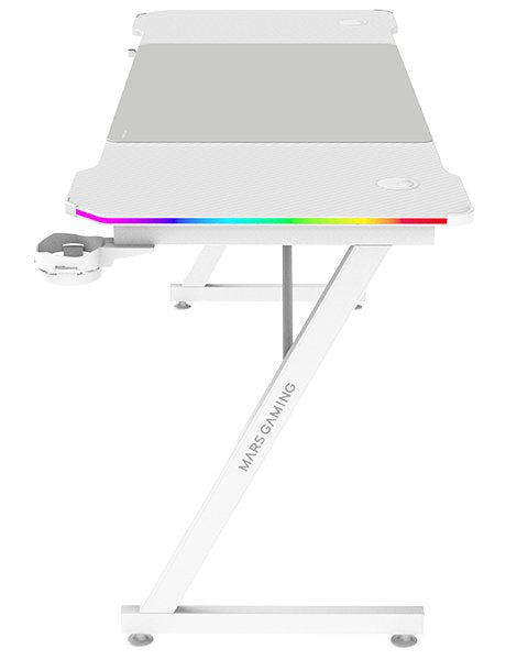Mars Gaming Desk MGDX160RGBW Chasis Steel 160X60X75 Fibre Carbono RGB Controller Gestion Cables White — image 1
