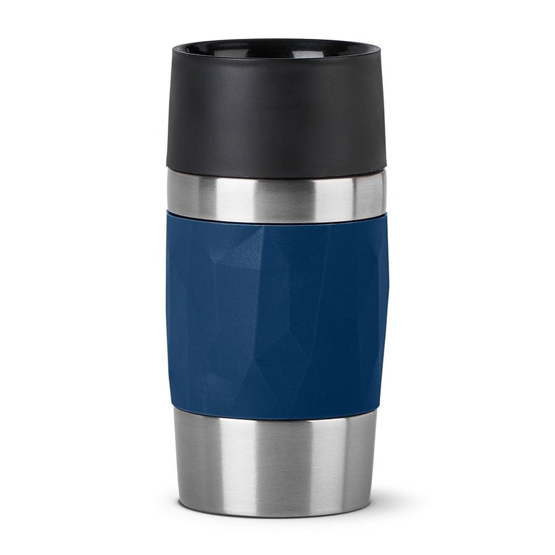 Emsa Thermal Travel Mug Compacta 0,3 Litros Blue Oscuro/Steel Inoxidable, Tapón Rosca N2160800