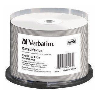 Verbatim 50X Dvd-r 4,7GB 16X Printable Wide Surface — image 1