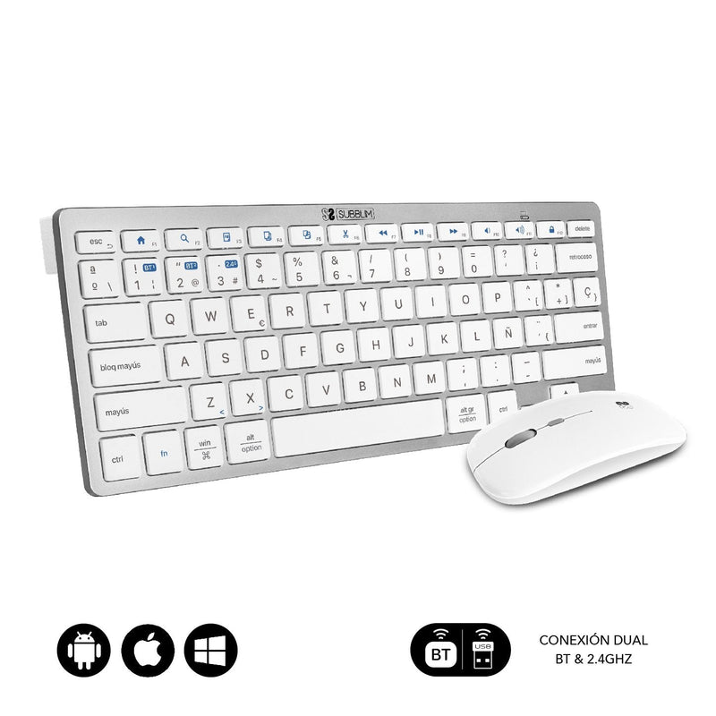 Subblim Keyboard And Wireless Mouse OCO010 Combo Multidispositivo Compacto Silver