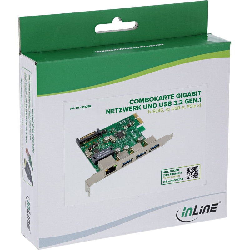 Inline Combokarte Gigabit Network And USB 3.2 GEN.1 - 1x RJ45 - 3x USB-A