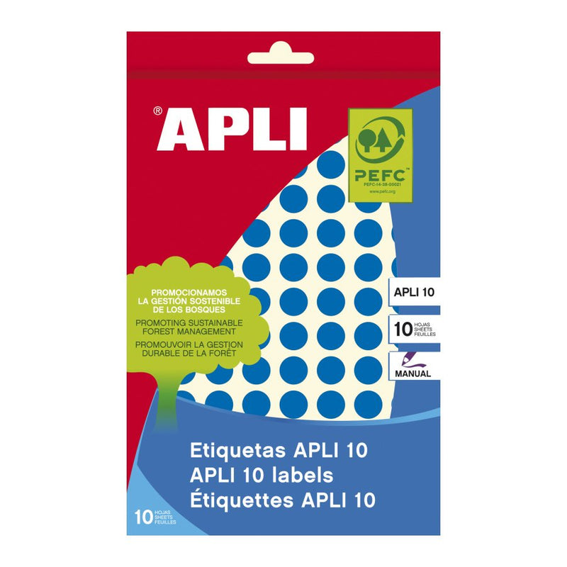Apli Labels Adhesivas Circulares Ø10MM Escritura Manual 126 X 8H Apli 10 Blue