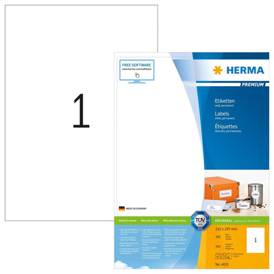 Herma Labels Premium A4 White 210X297 Mm Paper 200 Units — image 1