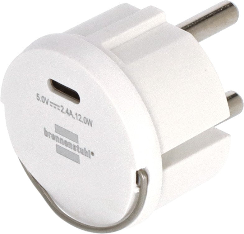 Brennenstuhl USB-C Steckdosenadapter, USB-C Ladebuchse 2,4A, Max. 12,0W, White
