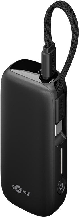 Goobay Powerbank 5.000MAH, Integriertes USB-C Cable 13CM, 20 Watt Black 5AH, 1x Usb-a, 1x Usb-c, Pd, Qc) 76250 — image 1