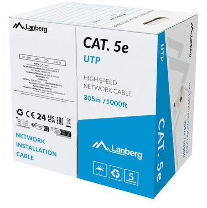 Lanberg Cable LAN CAT.5E 305M Solid Cca Grey Fluke Passed