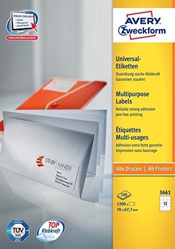 Avery Zweckform Labels 3661 White 70,0 X 67,7MM