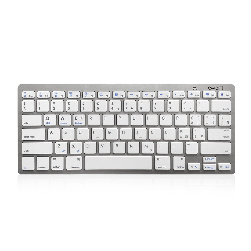 Ewent Keyboard Travel - Modo Ahorro Energia - Bluetooth 3.0 - Disposicion Italiana QWERTY It - Silver