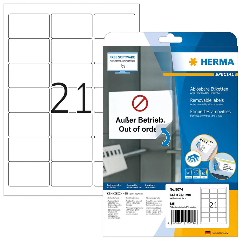 Herma Labels Dirección 5074 White 63,5 X 38,1MM