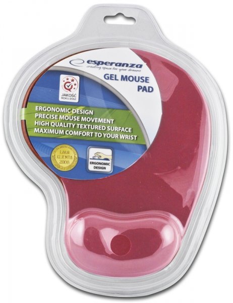 Esperanza Mouse Pad With Wrist Rest Gel EA137R 230 X 190 X 20MM Red Blister — image 1