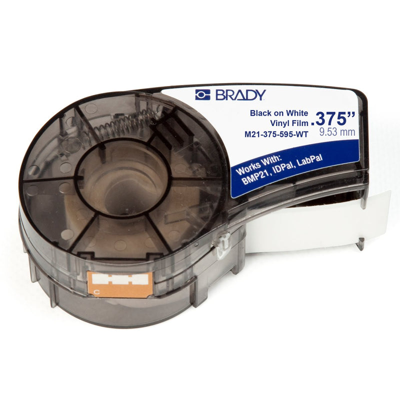 Brady M21-375-595-WT Tape Labels Genuine Vinilo - Texto Black Sobre Fondo White - Wide 9,53MM X 6,40M