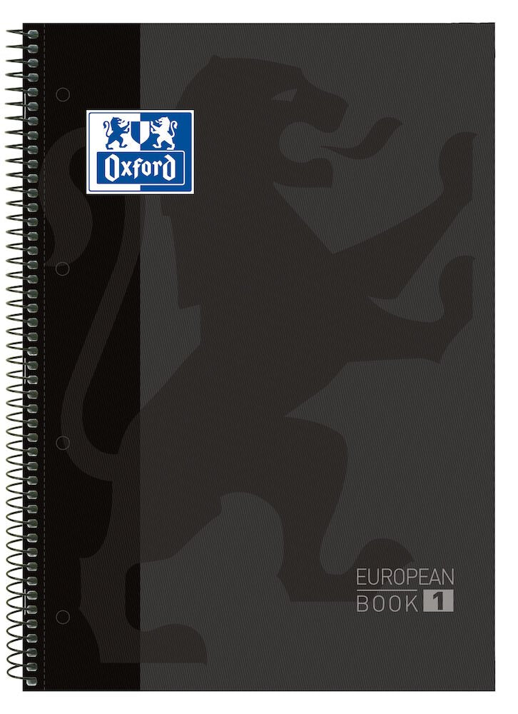 Oxford Libreta Espiral A4 + Grey Cover Extradura 80 Hojas 4 Taladros Cuadricula 5X5 90GR
