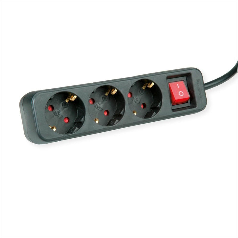 Roline Power Strip Plugs 3 Hojas With Switch Black 1,5M