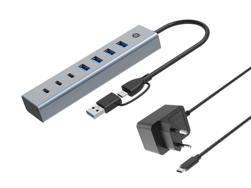 Conceptronic USB Hub 7-PORT 3.2 C-4X3.0 3x USB-C M.netz. Gr — image 1