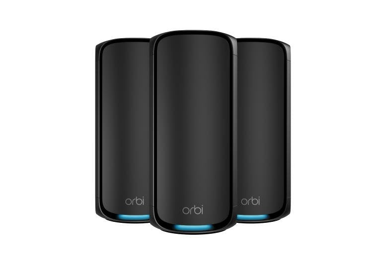 NETGEAR Orbi 970 Series Quad-band Wi-Fi 7, 3-PACK Quad-band (2.4GHZ / 5GHZ-1 / 5GHZ-2 / 6GHZ) Wi-Fi 6 (802.11A
