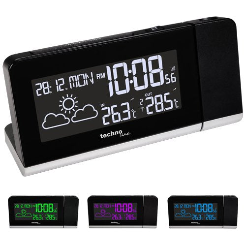 Technoline Wt 539 Watch Repisa Or Sobre Desk Watch Desktop Digital Black Rectangular