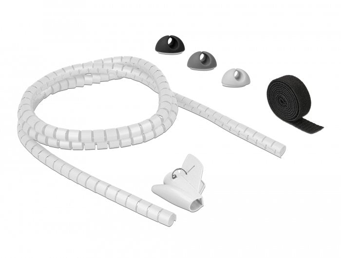 Delock 18392 Organiser Cables Desk/Wall Tubo Flexible Protection Cables Black Grey White