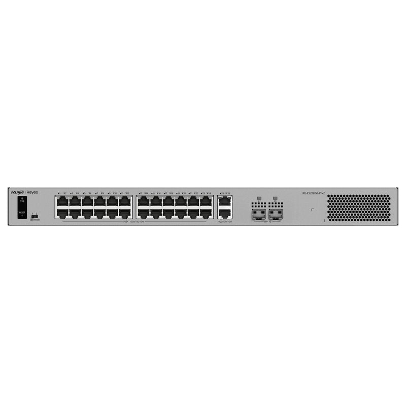 Ruijie Switch Gestionable L2 RG-ES228GS-P-V2 28P 26x RJ45 GB 2XSFP Ge 24XPOE 370W Gestion Nube