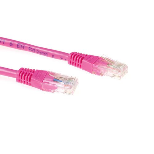 Pink 7 Meter U UTP CAT.6A Patch Cable With RJ45 Connectors