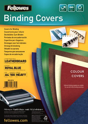 Fellowes Pack 100 Portadas Carton Simil Leather Delta Leather A4 - 250 Gr - Colour Blue