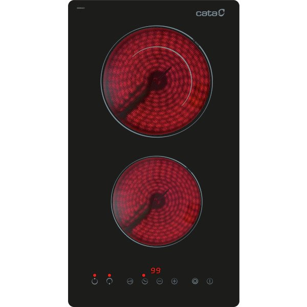 Cata Board Cocción Td 3002 Bk, Vitrocerámica, Wide 30CM, 2 Zonas Cocción, Control Touchscreen Black