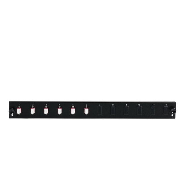 Efb Equipped 12 Port Front Panel With 6 X Lc Duplex Coupling OM3 Vertical, Black