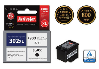 Activejet Ink Ah-302BRX (reemplazo HP 302XL F6U68AE - Premium - 20ML - Black — image 1