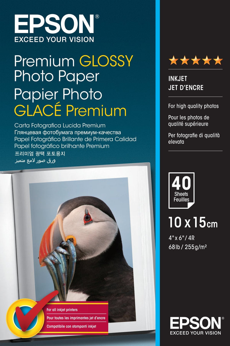 Epson Paper Inkjet Fotografico Glossy Premium 10X15 255GR 40 Hojas