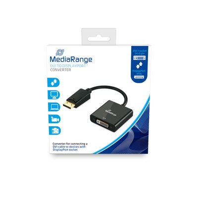 Mediarange DVI-i Connector Female (24+5-POLOS)/ DP Connector Male 15CM Black