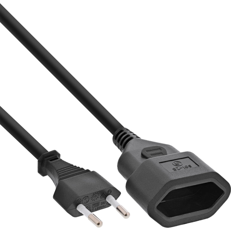Inline® Euro Type C Plug Power Extensión Male / Female, Black 1.5M