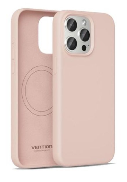 Case Silicone With Magsafe Vention KUFP0-30 Compatible With Iphone 15 Pro Pink