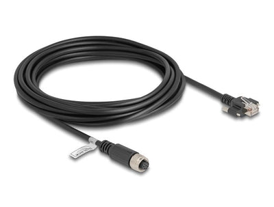 Delock M12 Cable A-kodiert 8 Pin Female a RJ45 Male CAT.5E FTP 5M Black — image 1