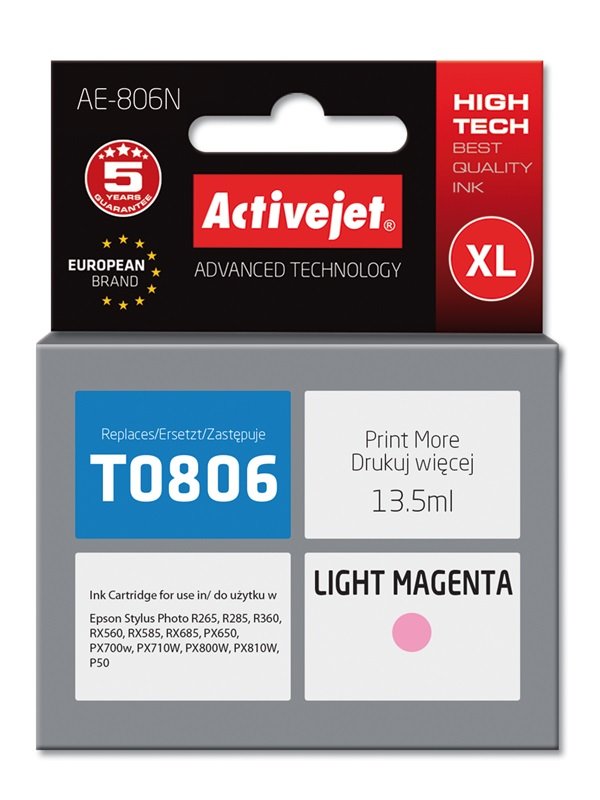 Activejet Ink AE-806N (reemplazo Epson T0806 - Supreme - 13,5ML - Magenta Claro)