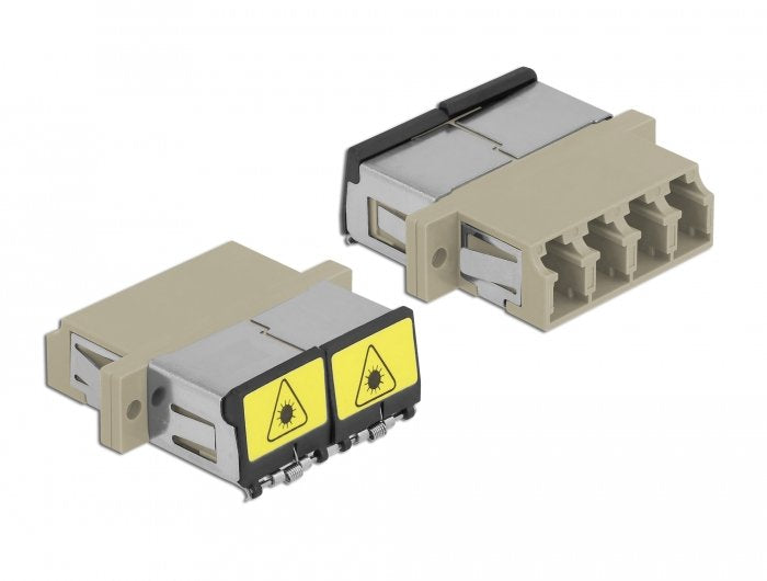 Lwl Empalme With Cover Protection Láser Lc Quad Connector Female a Lc Quad Connector Female Multimode Beige