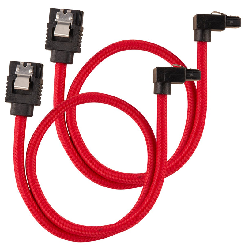 Corsair Cable SATA Premium With Connector 90 °, Paquete 2 - Red