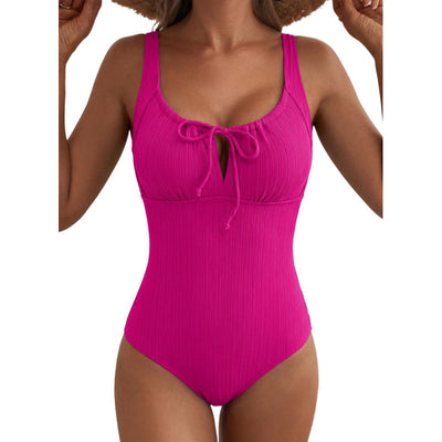 New Womens Textured One-piece Swimsuit With Tummy-control Design