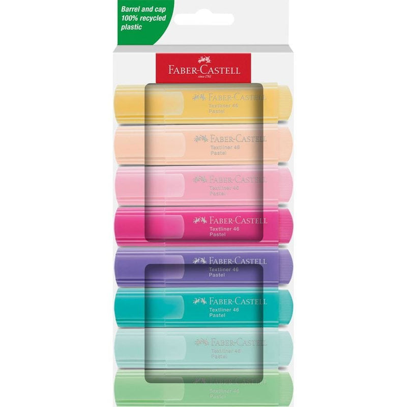 Faber-castell Textliner 46 Pastel Pack 8 Marcadores Fluorescentes - Punta Biselada - Trazo Entre 1MM And 5MM -
