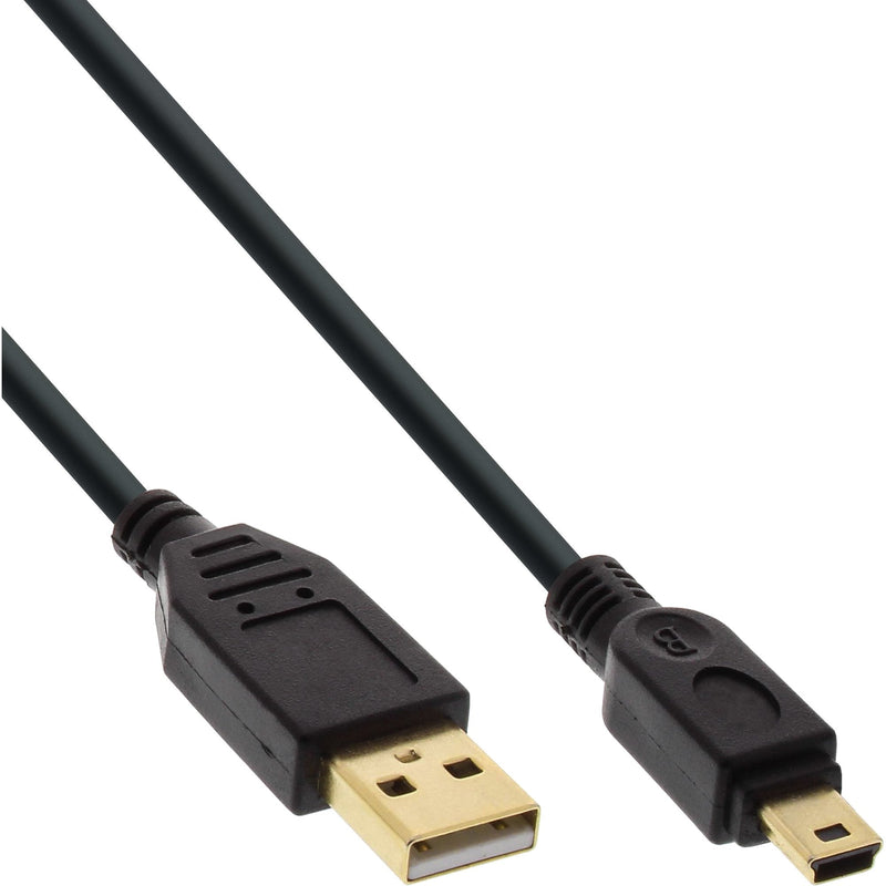 Inline USB 2.0 Mini Cable Type a Male a Mini-b Male 5 Pines Black / Gold 3M