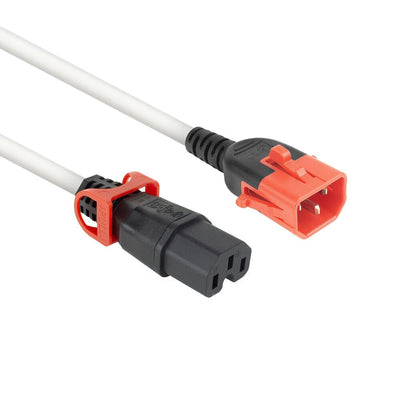 Powercord C14 IEC Lock + Dual Locking - C15 IEC Lock + White 2M, PC3875 — image 1