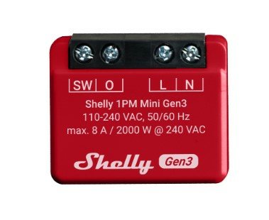Shelly Plus 1PM Mini GEN3, Relé Red/Black SHELLY_PLUS_1PM_MINI_G3