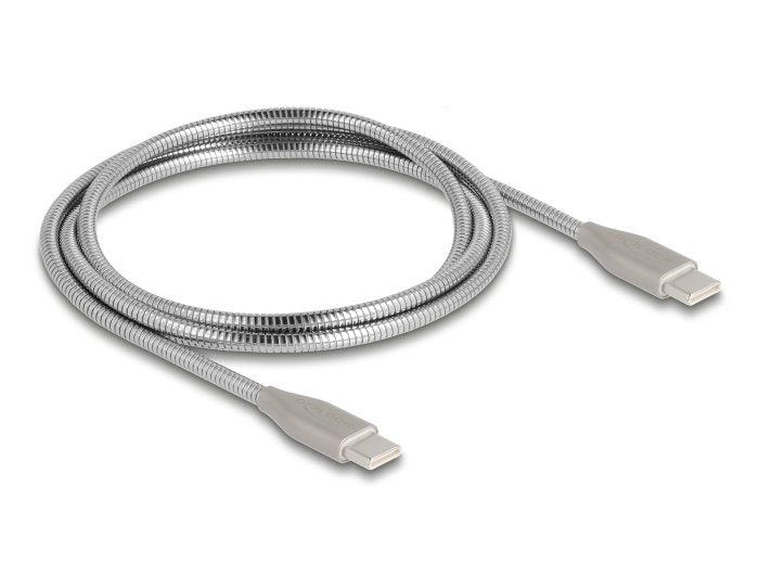 Delock USB-C USB Cable 2.0CON Metallmantel USB Type-c Connector Male a Male PD 3.0 60W 1M Silver