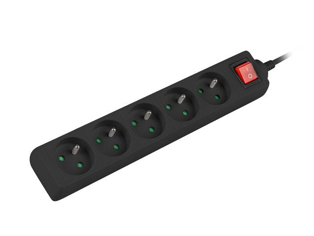 Lanberg Power Strip PS1-05E-0300-BK 5 Sockets Schuko 2500W Black PS1-05E-0300-BK